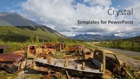  Presentation with array - Presentation design consisting of array-of-abandoned-rusty-post background and a light blue colored foreground