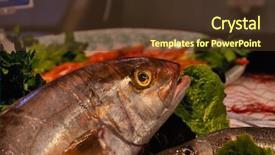  Presentation with array - Amazing PPT layouts having array of fresh fish sits backdrop and a tawny brown colored foreground