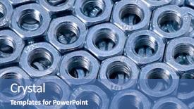  Presentation with array - Amazing PPT theme having array of metal nuts backdrop and a ocean colored foreground