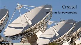  Presentation with array - Cool new presentation design with array of satellite dishes backdrop and a teal colored foreground