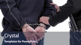  Presentation with handcuffed - PPT layouts with arrest - handcuffed man being escorted background and a navy blue colored foreground