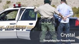  Presentation with aged - Amazing PPT theme having arrest - middle aged policeman arresting backdrop and a ocean colored foreground