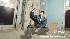  Presentation with handcuffed - Slide deck having entrapment - arrested man with handcuffed hand background and a coral colored foreground