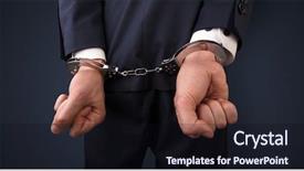  Presentation with hand handcuffs - Beautiful PPT layouts featuring  backdrop and a  colored foreground