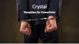  Presentation with hand handcuffs - Presentation design enhanced with close now arrested men hand background and a wine colored foreground