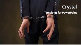  Presentation with hand handcuffs - Audience pleasing slide set consisting of close now arrested men hand backdrop and a dark gray colored foreground