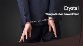  Presentation with hand handcuffs - Amazing presentation theme having close now arrested men hand backdrop and a dark gray colored foreground