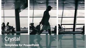  Presentation with fine art - Slide set with arrival board - silhouette of man background and a ocean colored foreground