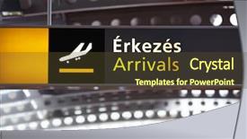  Presentation with hungary - Beautiful presentation featuring arrivals airport sign in hungary backdrop and a tawny brown colored foreground