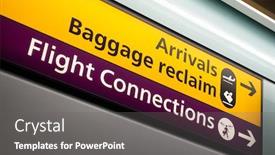  Presentation with airport terminal - Presentation theme consisting of arrivals-baggage-reclaim-flight-connections background and a gray colored foreground