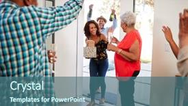  Presentation with millennial - Beautiful slide deck featuring arrive at a family party backdrop and a ocean colored foreground