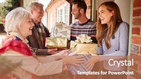  Presentation with grandparents day - PPT layouts featuring arrive for visit on christmas background and a coral colored foreground