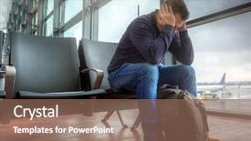  Presentation with depressed - Slide set having arrive late - depressed man waiting background and a violet colored foreground