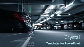  Presentation with conveyor belt - Cool new slide set with arrived luggage going around on a conveyor belt waiting to be claimed at the baggage claim zone at a modern international airport backdrop and a ocean colored foreground