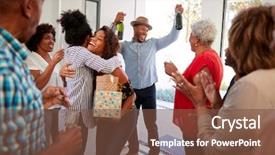  Presentation with black family - Slide deck enhanced with arriving at a family party background and a tawny brown colored foreground