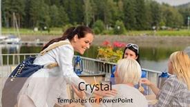  Presentation with restaurant booking - Slides having arriving at outdoor restaurant terrace background and a  colored foreground