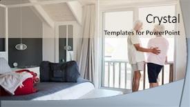  Presentation with senior couple - Colorful presentation theme enhanced with arriving at summer vacation rental backdrop and a lemonade colored foreground