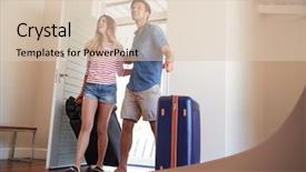  Presentation with vehicle rental and sharing - Amazing presentation design having arriving at summer vacation rental backdrop and a lemonade colored foreground