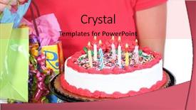  Presentation with cake - Cool new presentation theme with arriving-with-cake-and-presents backdrop and a red colored foreground