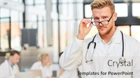  Presentation with medical assistant - Audience pleasing theme consisting of arrogant-man-with-glasses backdrop and a soft green colored foreground