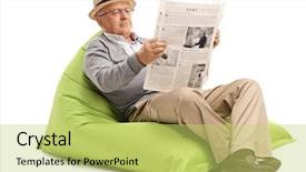  Presentation with reading and math - Amazing PPT theme having arrosage - relaxed mature man reading backdrop and a yellow colored foreground