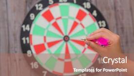  Presentation with automobile driver hand hold steering - Colorful slide set enhanced with arrow and throwing to dart backdrop and a  colored foreground