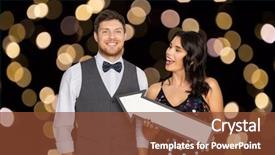  Presentation with party lights - PPT layouts with arrow at party over light background and a tawny brown colored foreground