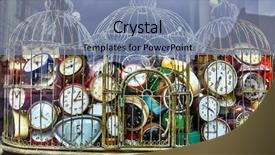  Presentation with old clock time antique - Presentation design enhanced with arrow dates - old antique retro clocks background and a seafoam green colored foreground