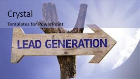  Presentation with lead - Presentation design enhanced with arrow events - lead generation wooden sign background and a light blue colored foreground