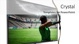  Presentation with archery - Amazing presentation theme having arrow events - rear view of sportsman doing backdrop and a  colored foreground
