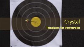  Presentation with goal - Slide deck having arrow-in-the-center background and a tawny brown colored foreground