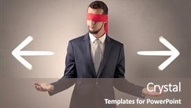  Presentation with eye - Presentation design consisting of arrow lot - covered eye businessman choosing background and a  colored foreground