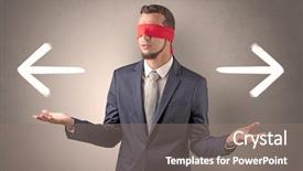  Presentation with eye - Presentation theme enhanced with arrow lot - covered eye businessman choosing background and a  colored foreground