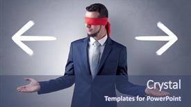  Presentation with eye - Beautiful presentation theme featuring arrow lot - covered eye businessman choosing backdrop and a  colored foreground