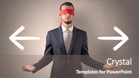  Presentation with eye - Colorful presentation theme enhanced with arrow lot - covered eye businessman choosing backdrop and a  colored foreground