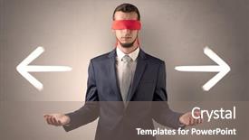  Presentation with eye - Audience pleasing PPT theme consisting of arrow lot - covered eye businessman choosing backdrop and a  colored foreground