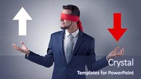  Presentation with eye - Colorful presentation theme enhanced with arrow lot - covered eye businessman choosing backdrop and a  colored foreground