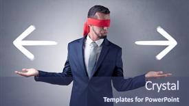  Presentation with eye - Presentation design enhanced with arrow lot - covered eye businessman choosing background and a  colored foreground