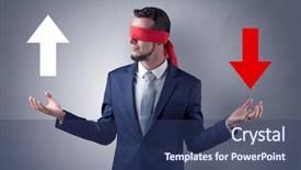  Presentation with eye - Colorful PPT theme enhanced with arrow lot - covered eye businessman choosing backdrop and a  colored foreground