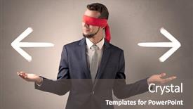  Presentation with eye - PPT theme consisting of arrow lot - covered eye businessman choosing background and a  colored foreground