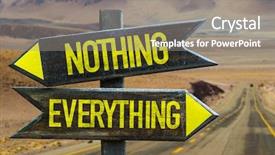  Presentation with everything - Colorful PPT theme enhanced with arrow lot - nothing - everything signpost backdrop and a gray colored foreground