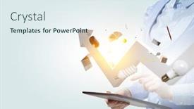  Presentation with growth - PPT theme consisting of arrow-of-growth-concept-mixed background and a  colored foreground