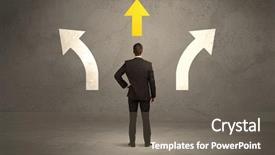  Presentation with anonymous invisible face in urban - Colorful PPT layouts enhanced with arrow pointing in the right backdrop and a gray colored foreground