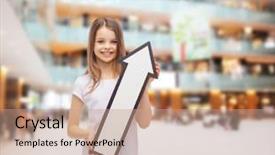  Presentation with consumerism - Amazing presentation theme having arrow pointing up over shopping backdrop and a coral colored foreground