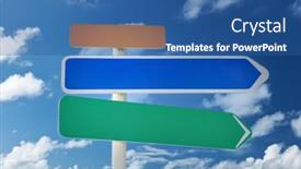  Presentation with sky blue - Colorful PPT theme enhanced with arrow-sign-against-blue-sky backdrop and a ocean colored foreground