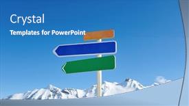  Presentation with alps - Slide set enhanced with arrow sign at mountains with snow in winter val-d'isere alps france background and a teal colored foreground