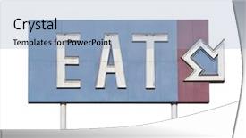  Presentation with blue aged wood sign - PPT layouts consisting of arrow sign near historic route background and a  colored foreground