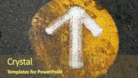  Presentation with asphalt - Presentation theme enhanced with arrows circle - arrow sign on an old background and a tawny brown colored foreground