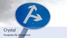  Presentation with two way street sign - Beautiful slide set featuring arrow sign with two directions backdrop and a light blue colored foreground