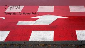 Presentation with road marking - Theme featuring arrow-symbol-on-bicycle-path background and a coral colored foreground